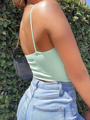 Haut de Camisole Décontracté d’Été à Lacets Creux EZwear 2