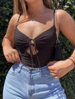 Haut de Camisole d'été Décontracté à Lacets Creux EZwear - Parfait pour les journées chaudes